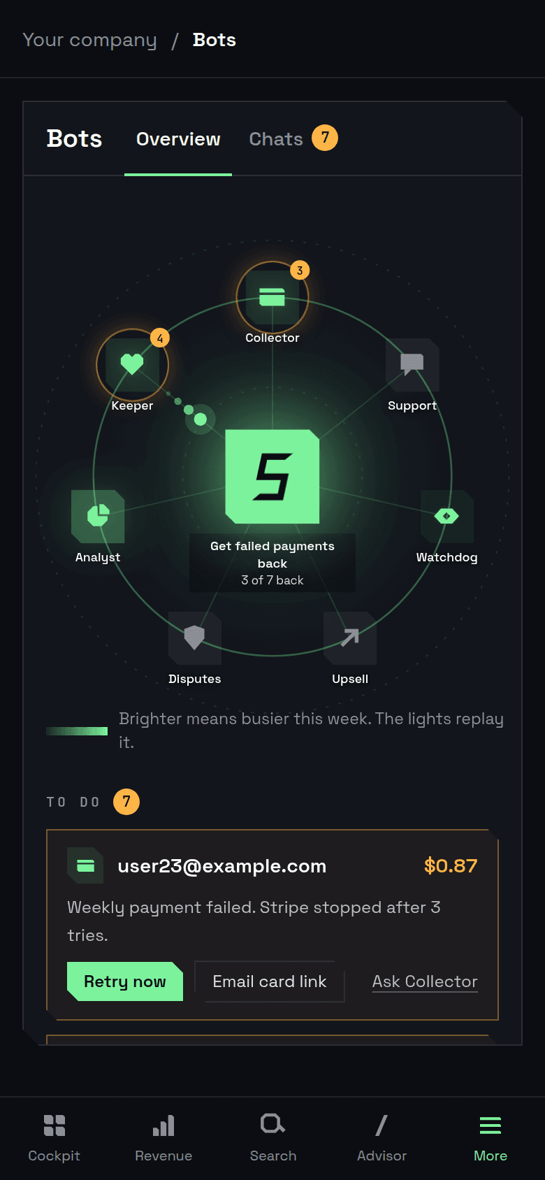 The Bots overview on a phone