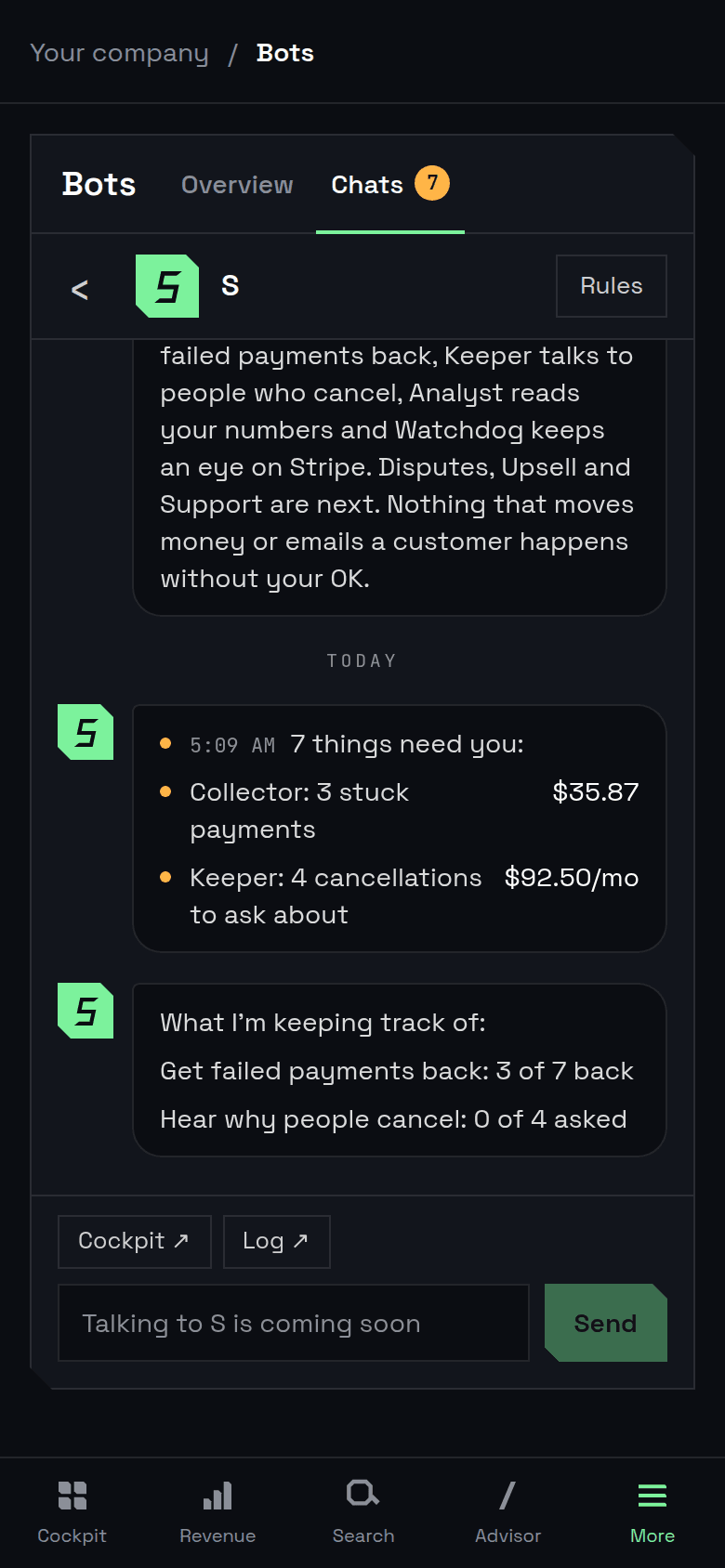 A chat with S on a phone