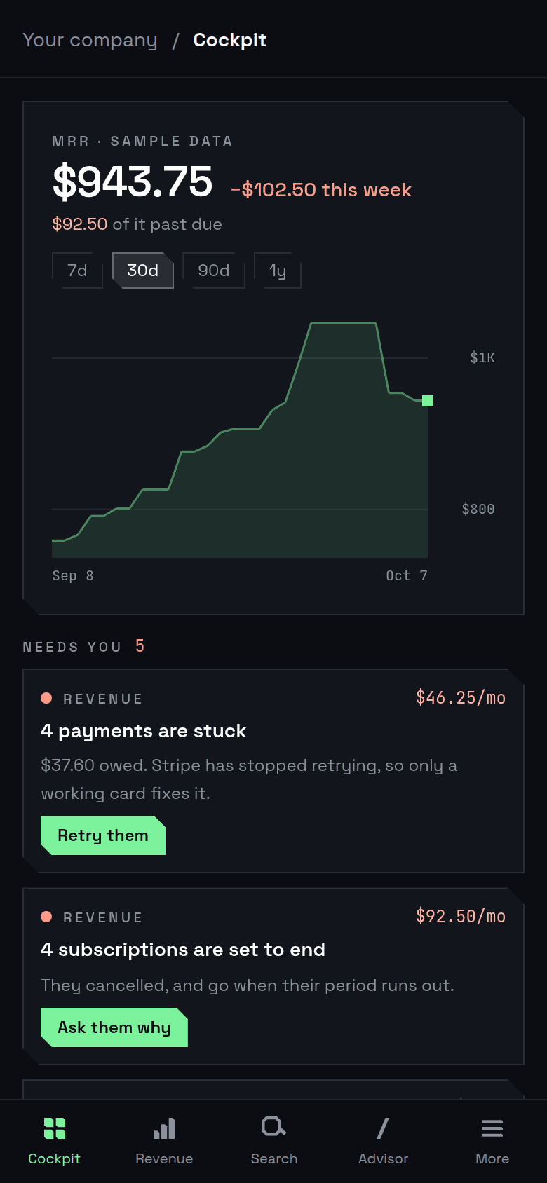 The cockpit on a phone